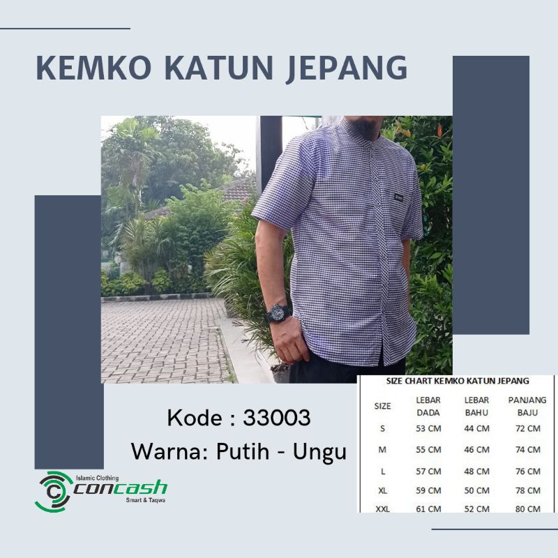 Kemeja koko - koko pria - kemeja koko modern - kemeja koko kotak - Concash - Putih ungu