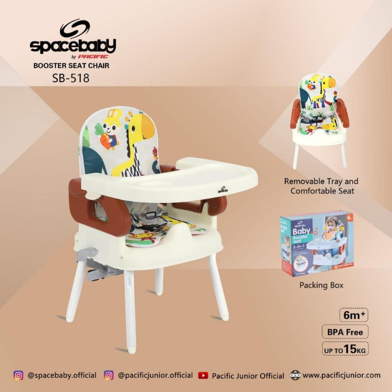 Spacebaby booster seat chair SB-518 / kursi makan bayi FREE BUBBLE WRAP