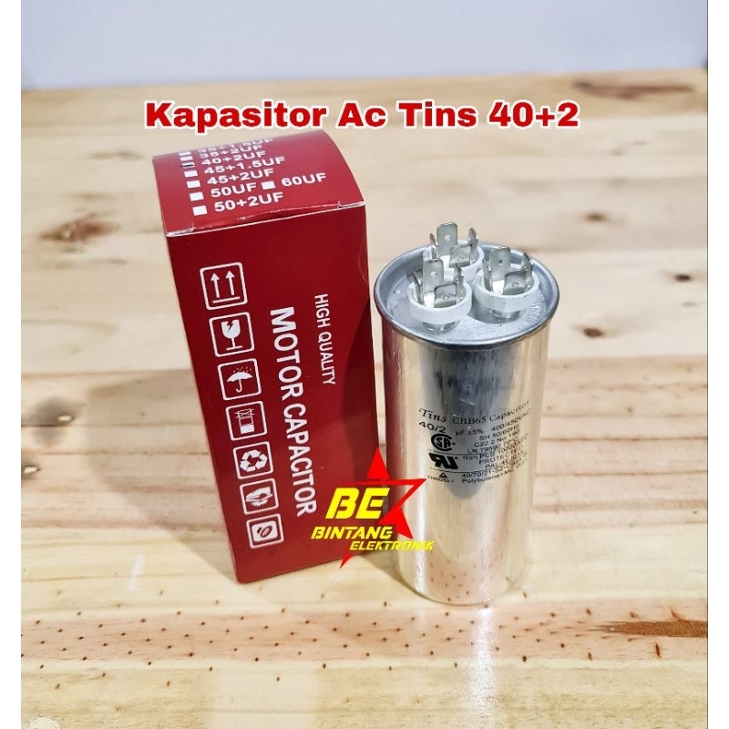 Tins KAPASITOR AC 40UF + 2UF CAPASITOR AC DOUBLE 40+2 UF KAPASITOR GANDA AC 40-2 MIKRO 400/450 VAC