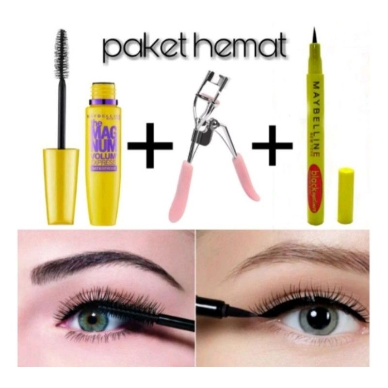 PAKET 3IN1 MASCARA + EYELINER + PENJEPIT BULU MATA