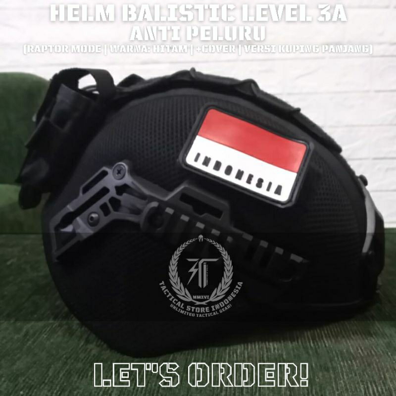 EXCLUSIVE TSI SERIES! Helm Tactical Balistic Asli Level 3A Model Rel Wendy Raptor - Versi Kuping Panjang - Helm Anti Peluru TNI Polri