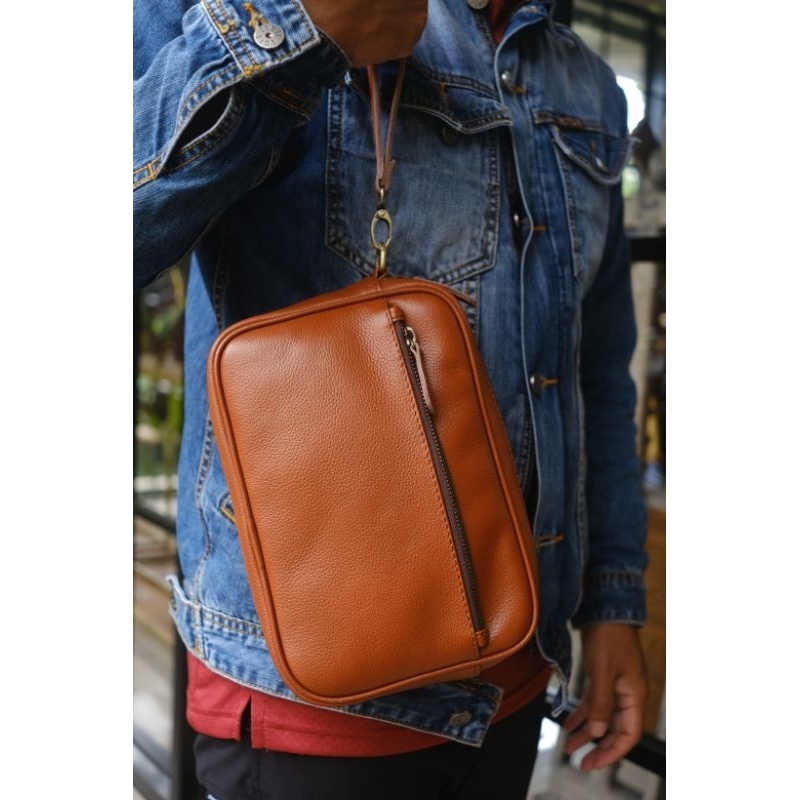 Dompet Kulit Asli Unisex Basic Pouch Clutch Unisex Souvenir Corporate