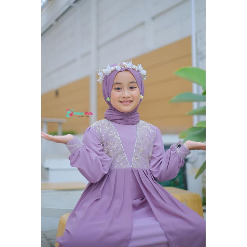 [4-8th] READY STOCK GAMIS PRINCESS ANAK DIVA THE SERIES (GAMIS+PASHMINA INSTAN) 4-8TAHUN MATT TILE DOTTY / BAJU GAMIS LEBARAN ANAK PEREMPUAN PREMIUM DIVA THE SERIES SET ORIGINAL BY FAHRY KIDS WEAR / GAMIS ANAK DIVA FAHRYKIDS + PASHMINA INSTAN