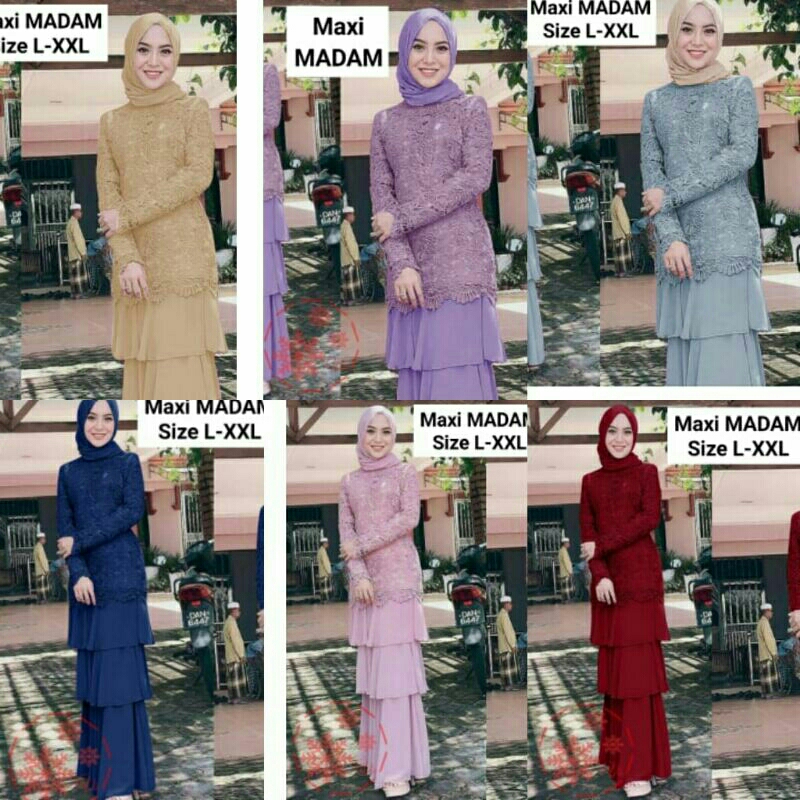 Dress maxi brukat susun madam - terusan panjang muslim