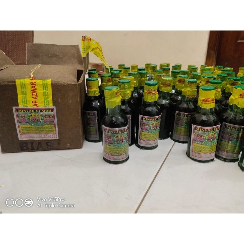 MINYAK RAMBUT KEMIRI CAP 3 ANAK BOTOL KACA 100% ORIGINAL