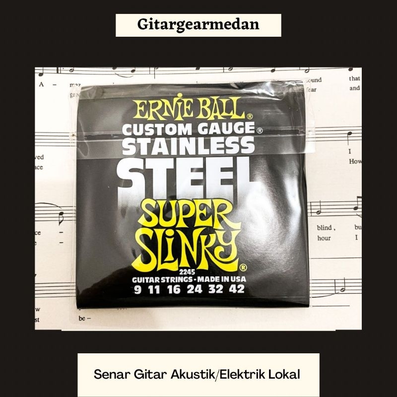 SENAR GITAR AKUSTIK DAN ELEKTRIK LOKAL ERNIE BALL CUSTOM GAUGE STAINLESS 9-42
