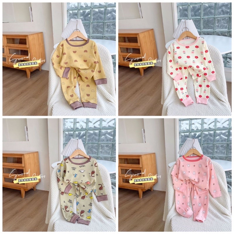 Setelan Lengan Panjang Premium Anak Laki Laki Perempuan Import / Setelan Piyama Anak Import / Baju Tidur Anak