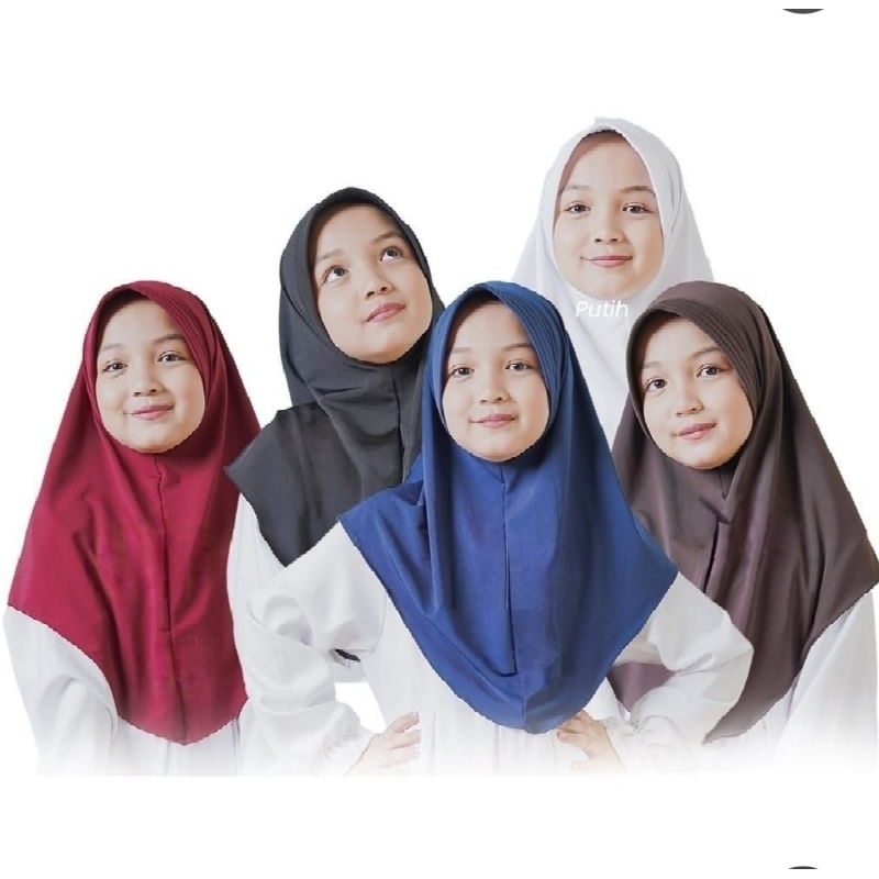 Hijab Bergo Hamidah Instan Anak Sekolah Jersey 5-12 tahun