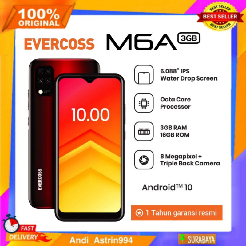 EVERCOSS M6A 3/16GB | NEW Garansi Resmi