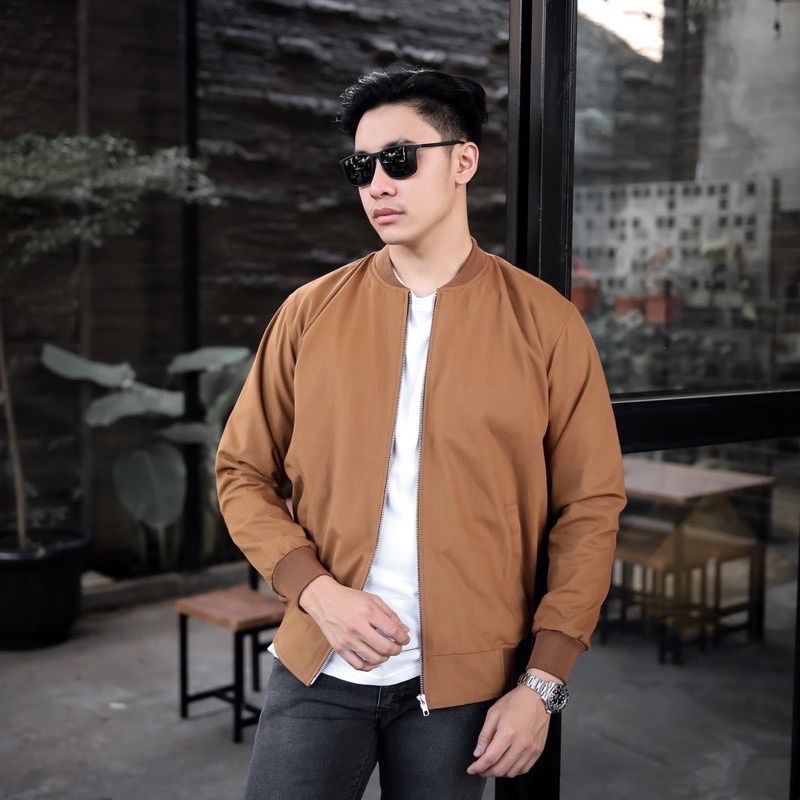 (COD)jaket bomber canvas pria berkualitas 100% original