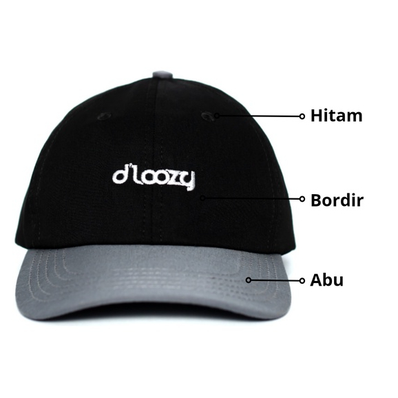 DLOOZY Topi Baseball Polo Cap Hitam Abu Dlz08