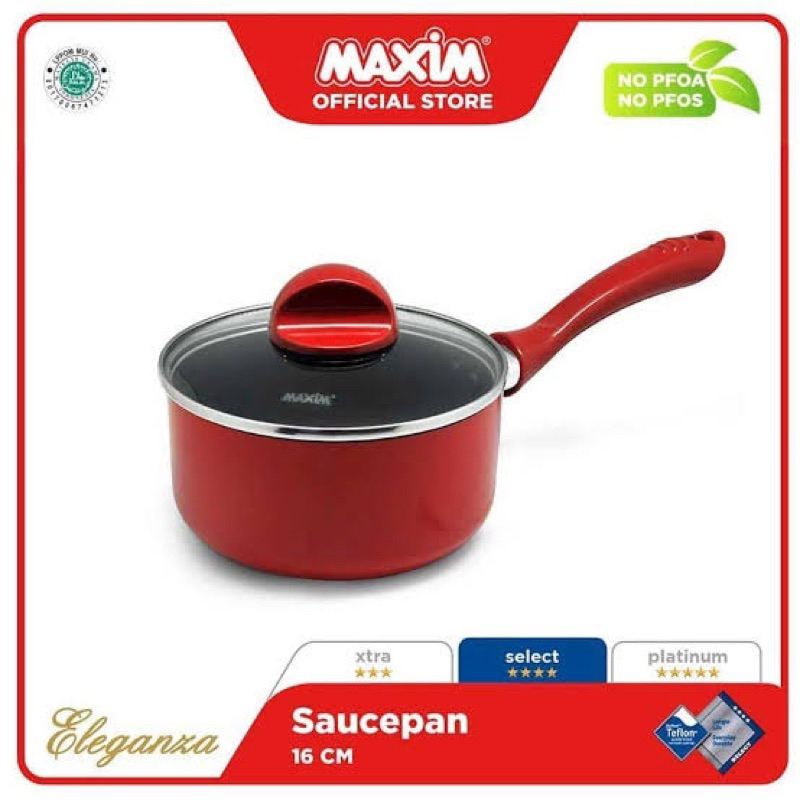 Wajan teflon Maxim Valentino Saucepan 16 cm WITH GLASS COVER