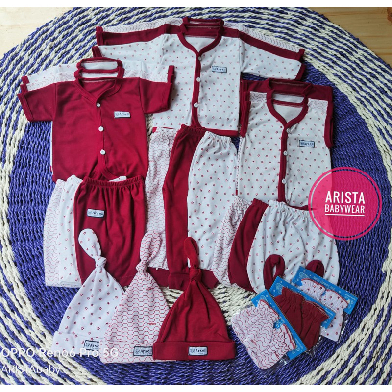 ARSELbaby (SERI MAROON) Paket hemat baju+celana bayi pinggiran bis