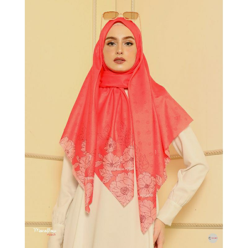 Hijab Voal Premium Monogram Monoflow Peach