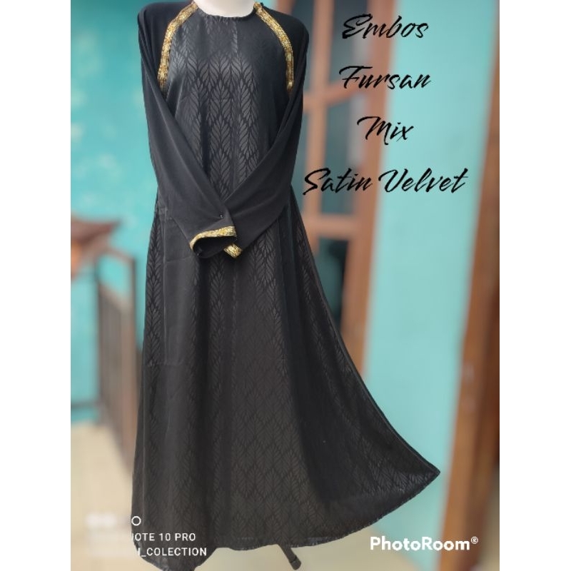abaya embos fursan mix satin maxmara
