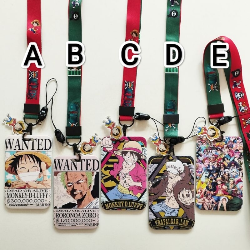 

One Piece Anime ID Card Holder Lanyard 1 Luffy Zoro Law Name Tag Gantungan Kalung Wadah Kartu Nama
