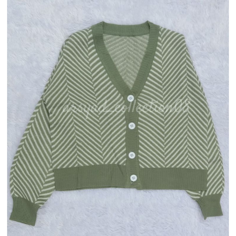 CARDIGAN RAJUT CROP BELLA FULL KANCING v-neck
