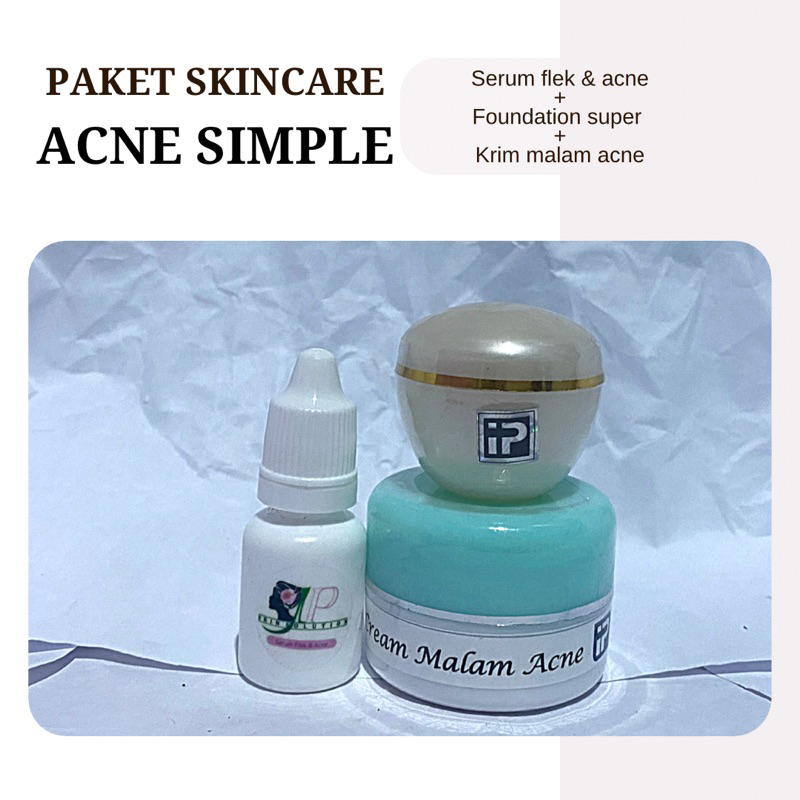 [IPUNG] paket wajah jerawat acne simple (krim malam acne + serum flek & acne + foundation mutiara su