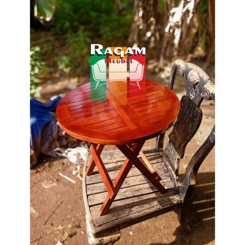 Promo Meja lipat teras piknik bundar dan kotak kayu jati berkualitas furniture jepara kontruksi kuat