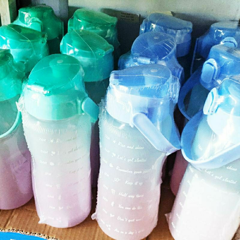 Botol Bekal Air Minum Jumbo Besar Raksasa 2 liter Gradasi Rainbow Stiker