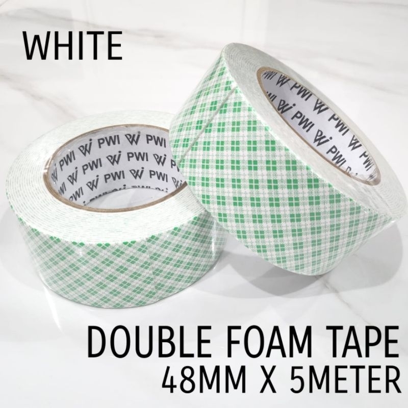 

Solasi Perekat Dobel Tip Fum PWI Double Tape Foam Putih / Hitam 48mm X 5M
