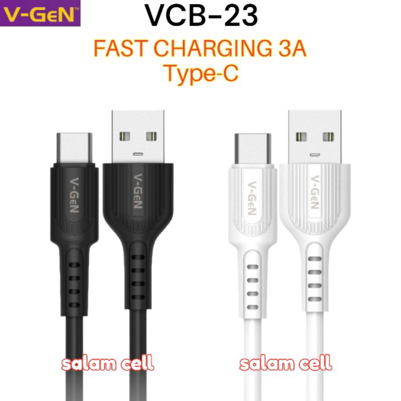 Kabel Data Type-C V-Gen VCB-23 3A Fast Charging Original Vgen Vcb 23 Garansi Resmi