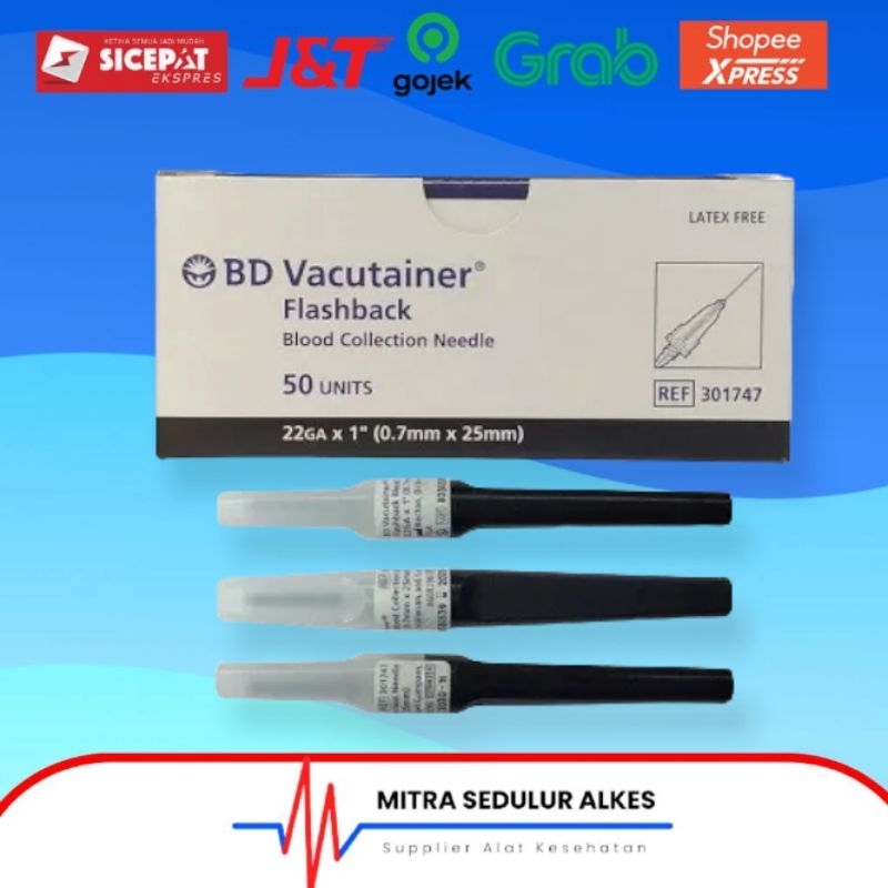 Needle Flashback Vacutainer Jarum / Needle BD 22G 22x1 isi 50