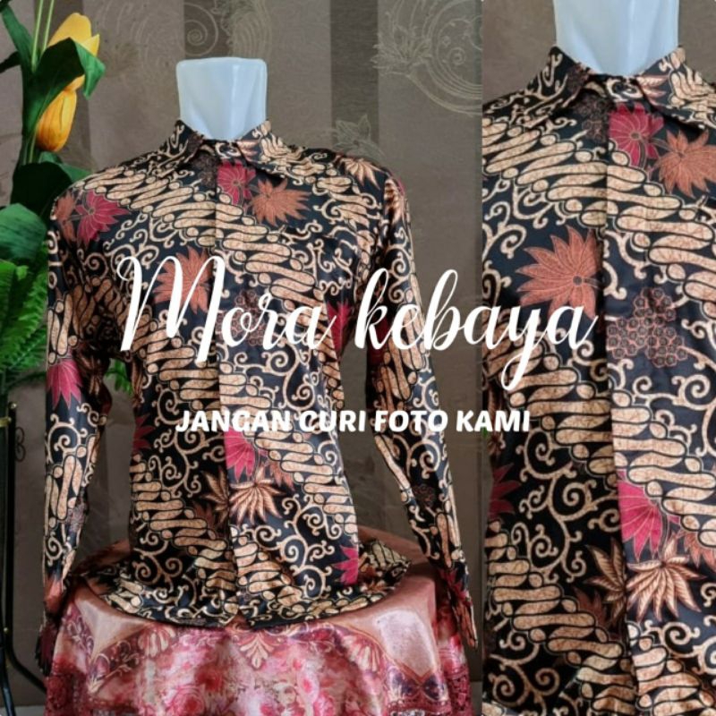 Batik pria lengan panjang/kemeja batik/kenanga hitam