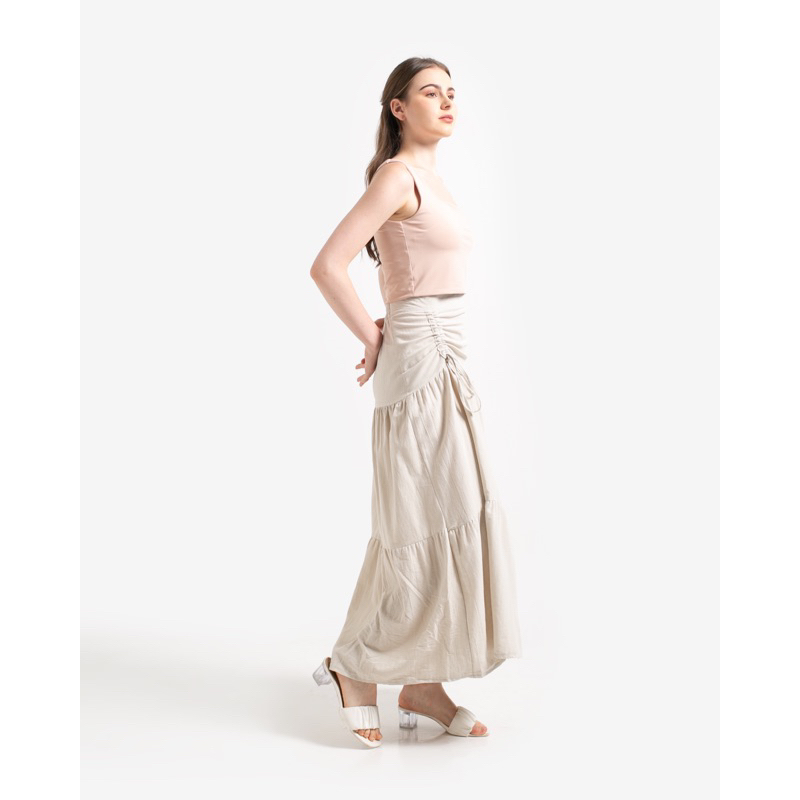 Davelline - ALUNA SKIRT - Rok Serut Linen Angel Berkualitas