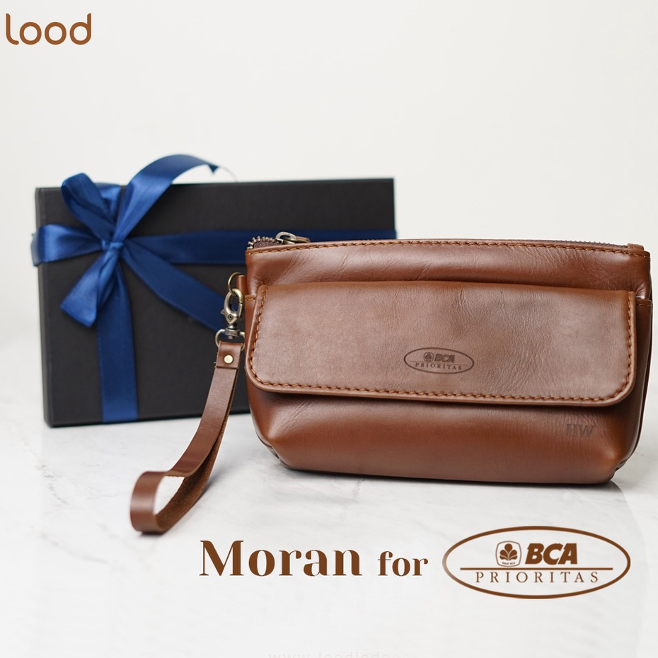 DOMPET CLUTCH POUCH UNISEX PRIA WANITA KULIT ASLI ORIGINAL 100% - CLUTCH KULIT MORAN - GRATIS UKIR NAMA