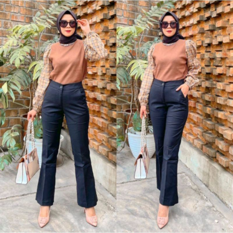 UPGRADE Highwaist HW Cutbray katun strecth | Celana kantor | Celana cutbray