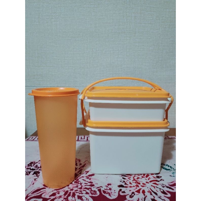Preloved - Tupperware Rantang susun 2/ Large Double Deep (Free Tumbler 470 ml)