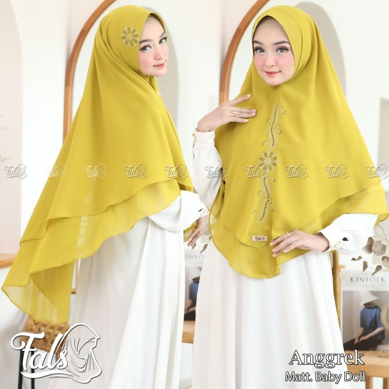 (Ori Fals) ANGGREK •jilbab instan ceruty baby doll•hijab instan jumbo payet