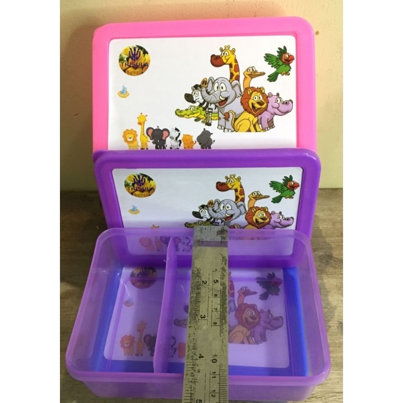 tempat makan/kotak makan/lunch box segi sekat 2 gambar jerapah