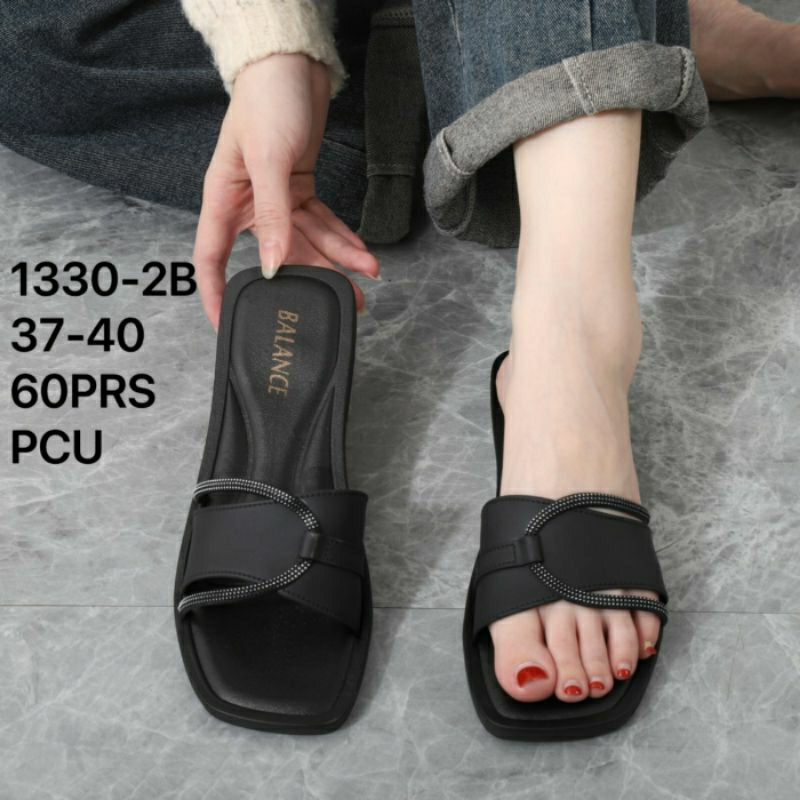 1330-2B Original Sandal Balance 1330-3B Selop Wanita Terbaru Karet Jelly Import Ban 1 Sendal Cewek Slop Teplek 1330 Sol tipis Hitam Perempuan 1330-2 Maron Impor