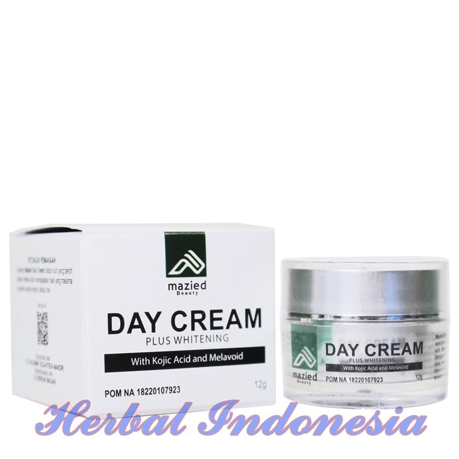 MAZIED DAY CREAM PLUS WHITENING 12gr - Wajah tampak Cerah dan Lembab dengan Alpha Arbutin dan Thocoperol