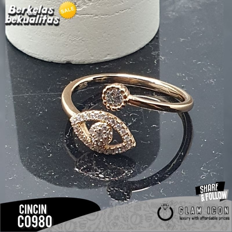 Cincin Wanita Motif daun silang zircon C0980 CCG