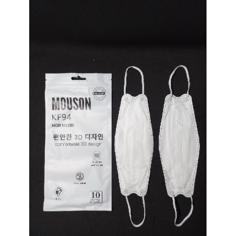 MASKER MOUSON KF94/MASKER KF94 ISI 10 PCS/KF94 MOUSON EARLOOP PUTIH