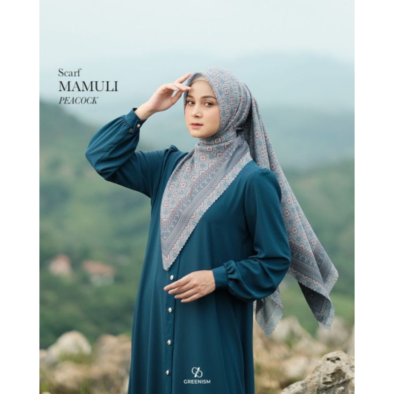 [ READY ] MAMULI SCARF BY GREENISM HIJAB VOAL PRINTING HIJAB SEGIEMPAT