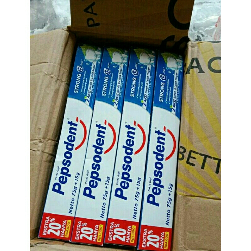 EXTRA 20% pepsodent Strong 75gr + 15gr /Pasta Gigi pepsodent