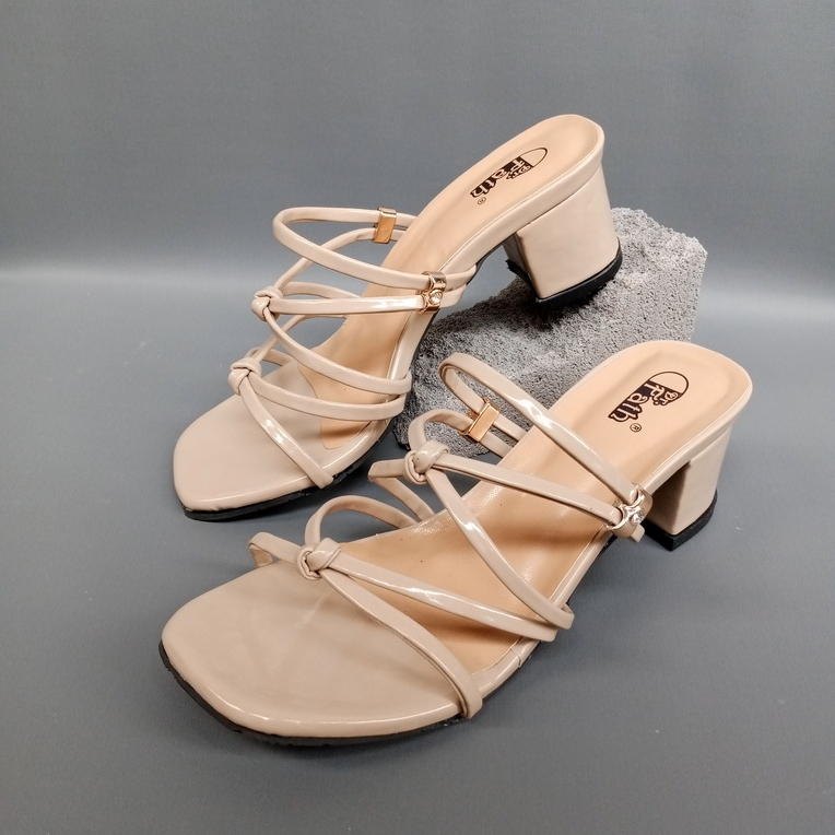 Sandal Heels Hak Tahu 5 cm wanita Tali Silang HB10