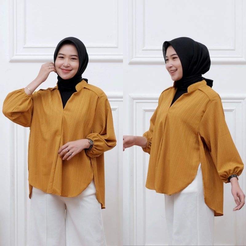 Outer Livia Blouse Wanita Oversize Lady Crush Kemeja Wanita Style Korean Polos