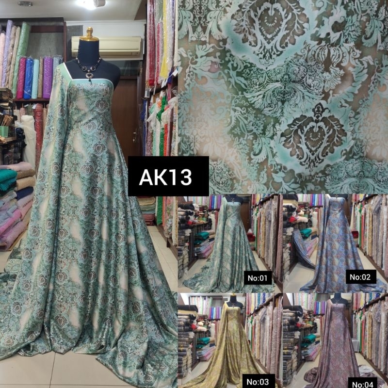 kain Armany Silky Bunga Abstrak AK13 Varian