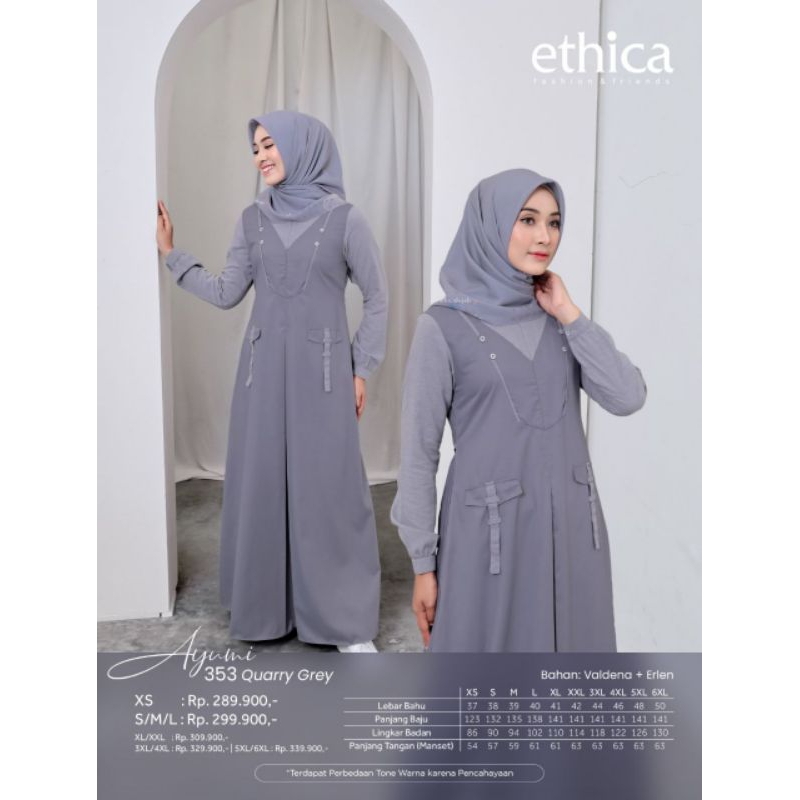 Gamis Ayumi 353 Silver Sage dan Quarry Blue