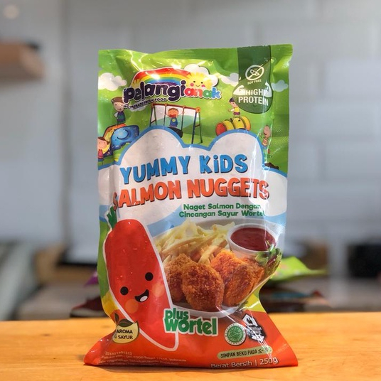 

Salmon Nugget Yummy kids Wortel 250gr siap goreng Pelangi