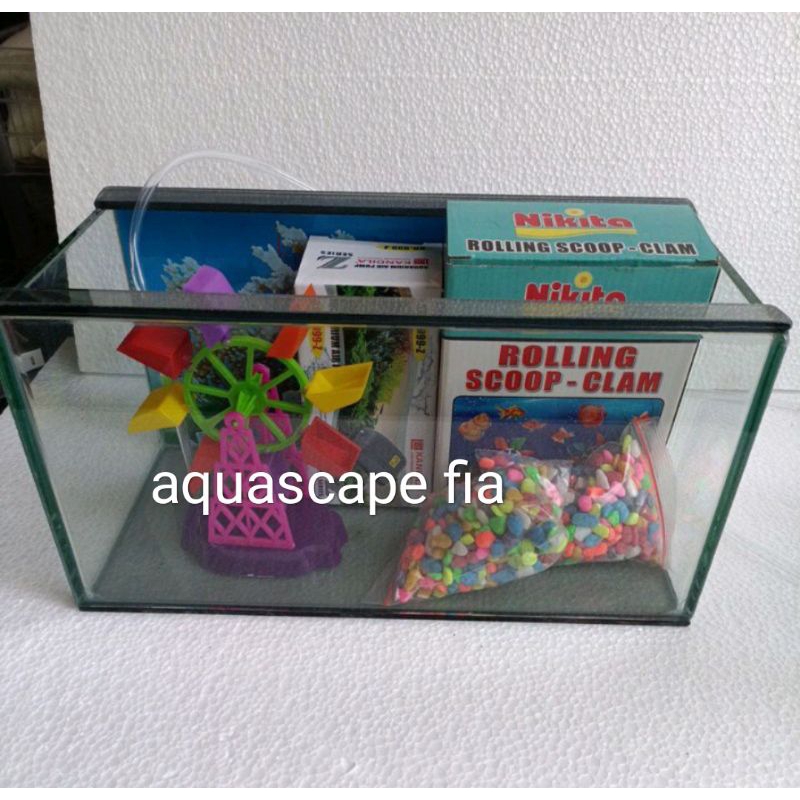 AQUARIUM 30X15X15 & ROLLING SCOOP
