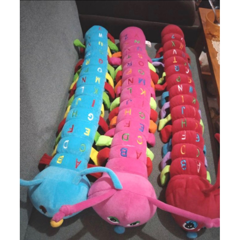 Boneka ulat boneka ulil panjang 1meter boneka ulat abjad hiasan dashboard boneka ulat besar lucu