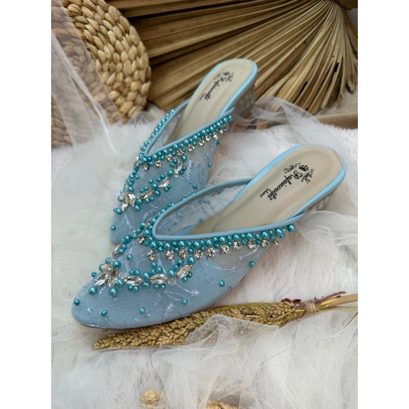 sepatu wanita amirra babyblue 3cm kaca