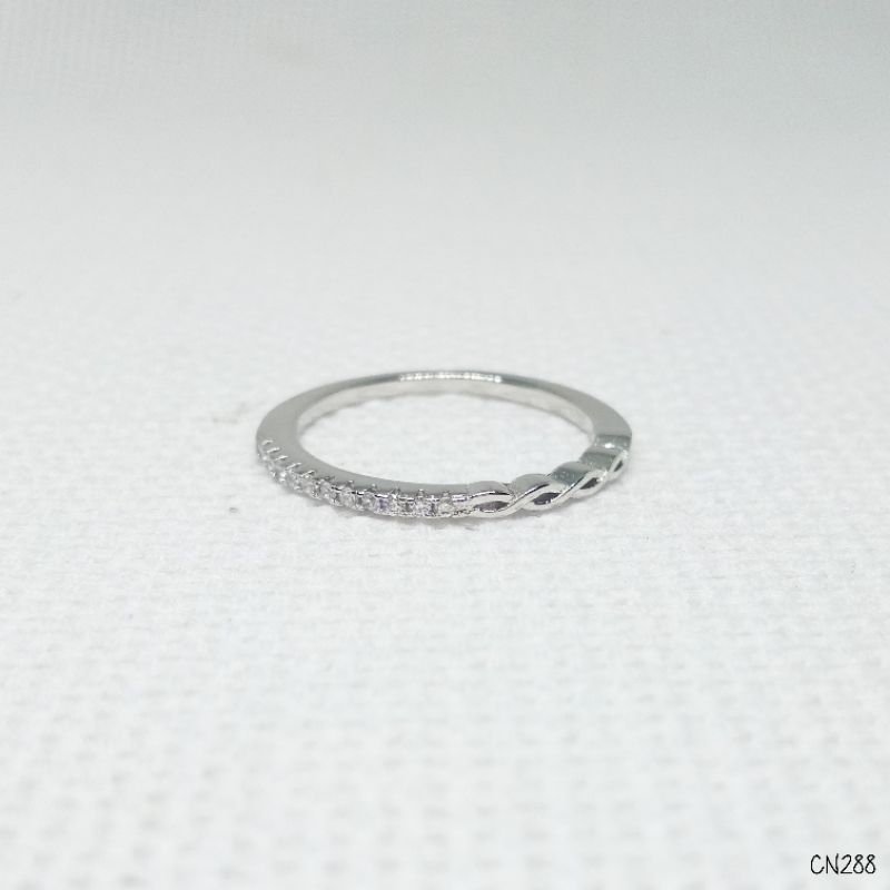 Cincin Listring Wanita Perak 925 Lapis Mas Putih - CN288