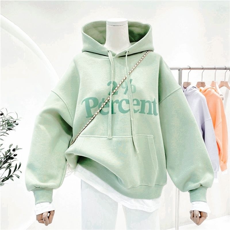 (S - 6XL) Hoodie Big Size Wanita Korean Style S M L XXL XXXL 4XL 5XL 6XL 2% PERCENT Jacket Oversized Boy Girl Jumper Simple Logo Hoody Fleece Katun Dusty Pink Mint Sage Green Lilac Baby Blue Grey jumbo Bigsize Ulzzang Cute Pastel Soft Color Jaketin Aja